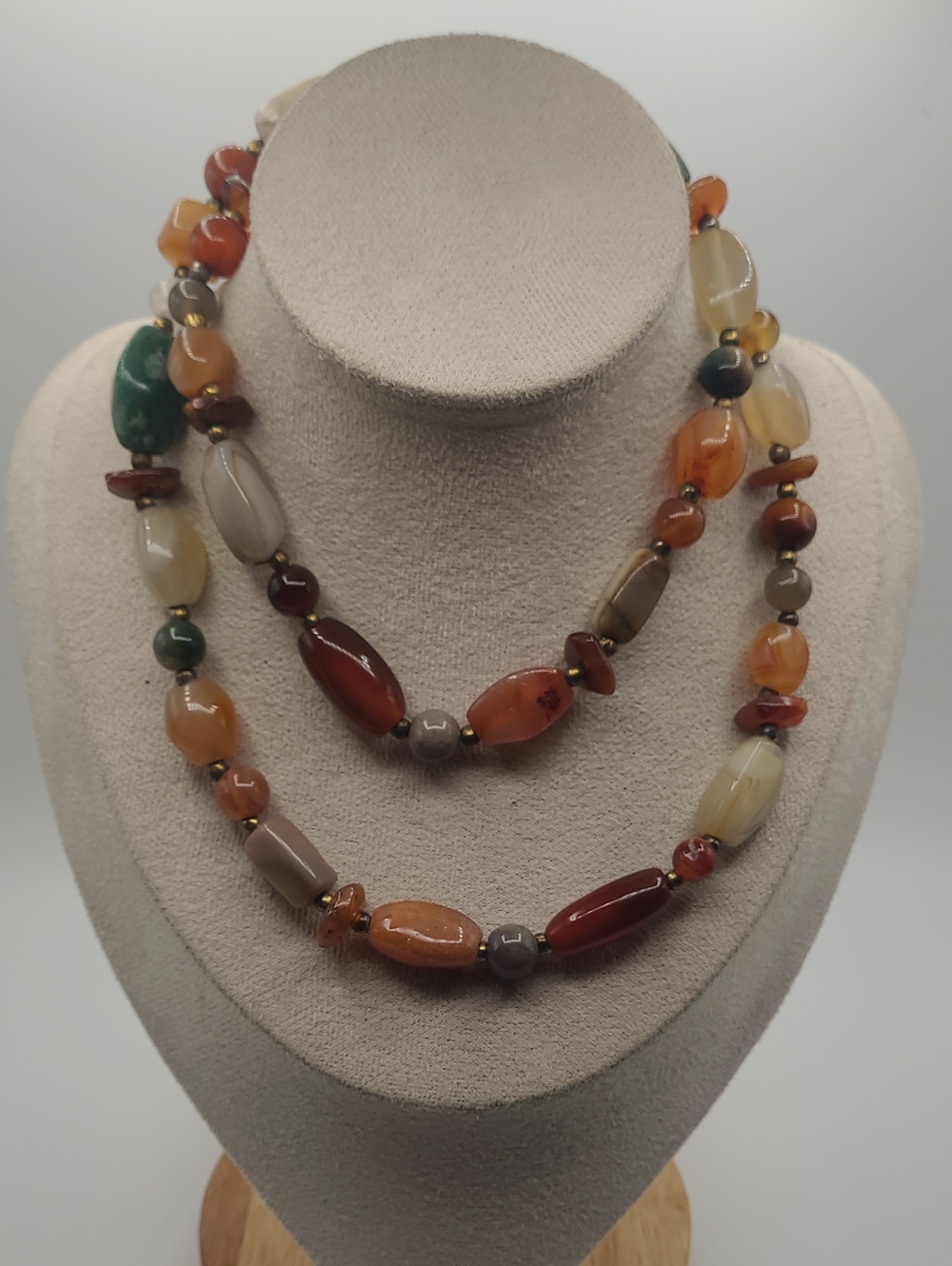 Multi-Color Agate Bead Double Strand Necklace